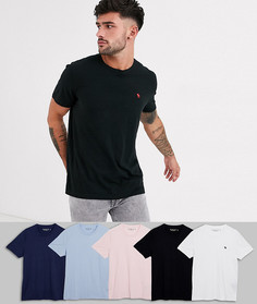 Набор футболок с логотипом и круглым вырезом (белый/темно-синий/розовый/черный/голубой) Abercrombie & Fitch 5 шт.
