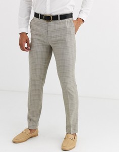 Светло-бежевые узкие брюки в клетку Topman - Светло-бежевый
