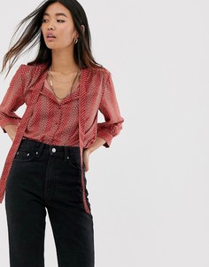 Топ с принтом и завязкой Only - Красный