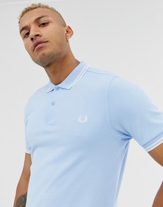 Голубая футболка-поло с двойным кантом Fred Perry - Синий