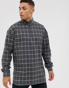 Рубашка в клетку с высоким воротником ASOS DESIGN - Серый