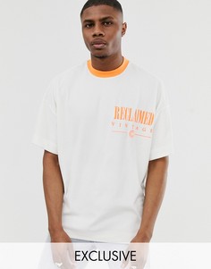 Футболка с логотипом и контрастной неоновой отделкой Reclaimed Vintage - Белый