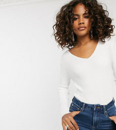 Джемпер в тонкий рубчик ASOS DESIGN Tall - Белый