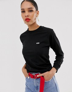 Черная футболка с длинным рукавом и маленьким логотипом Vans - Черный