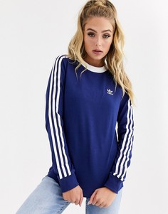 Лонгслив с 3 полосками adidas Originals - Темно-синий