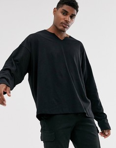 Черный oversize-лонгслив с разрезом на вороте ASOS DESIGN - Черный