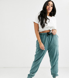 Джоггеры с эффектом кислотной стирки и завязкой ASOS DESIGN Curve - Синий