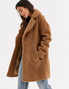 Плюшевое пальто табачного цвета Abercrombie & Fitch - Коричневый