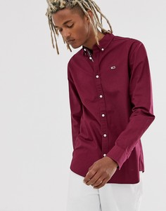 Бордовая рубашка с маленьким логотипом Tommy Jeans - Красный
