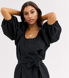 Фактурный топ с объемными рукавами ASOS DESIGN Tall - Черный
