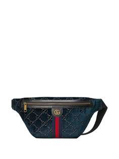 Gucci бархатная поясная сумка с логотипом GG