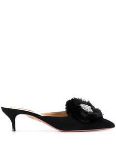 Aquazzura мюли с декором в виде лотоса с кристаллами