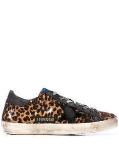 Golden Goose кроссовки с леопардовым принтом и эффектом потертости