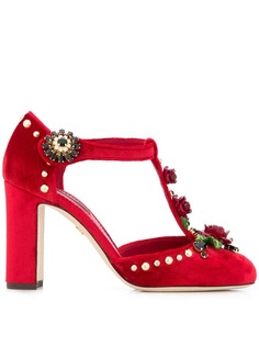 Dolce & Gabbana туфли с Т-образным ремешком и аппликацией