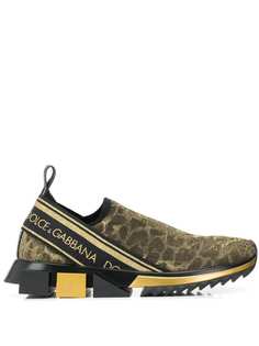 Dolce & Gabbana леопардовые кроссовки-носки с люрексом