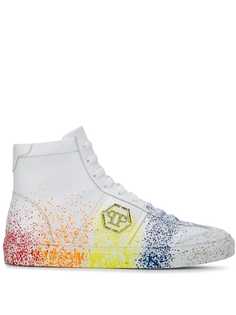 Philipp Plein высокие кеды с эффектом разбрызганной краски