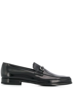 Prada engraved logo plaque loafers