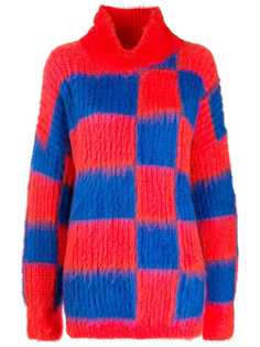 MSGM oversized roll-neck checkered jumper