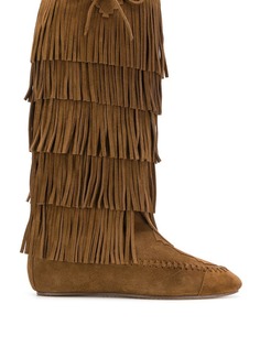 Saint Laurent fringed knee-length boots