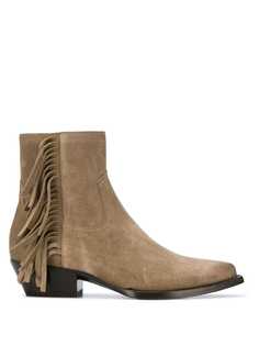 Saint Laurent ковбойские ботинки Lukas с бахромой