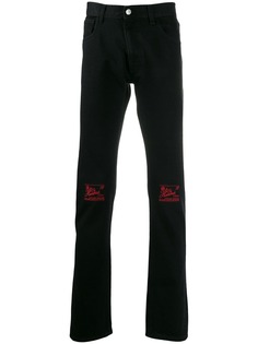 Raf Simons embroidered text jeans
