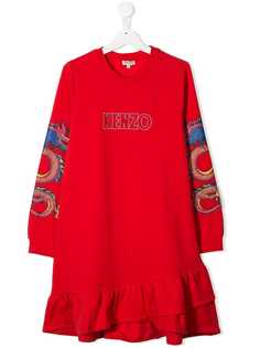 Kenzo Kids платье с оборками и графичным принтом