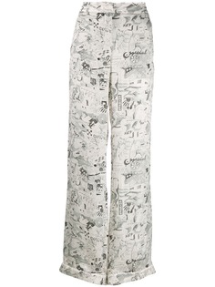 Off-White креповые брюки с принтом