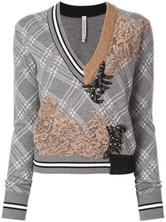 Antonio Marras lace-panelled checked jumper