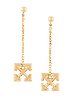 Off-White logo drop chain earrings