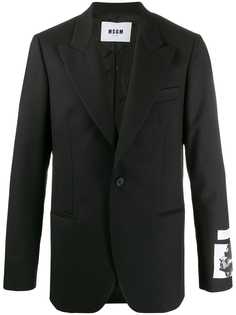 MSGM print patch peaked lapels blazer