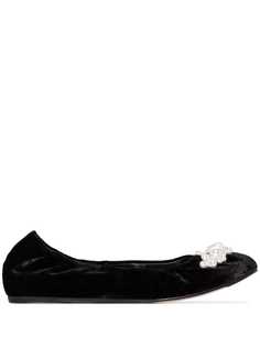 Simone Rocha бархатные туфли на плоской подошве с бусинами