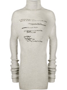 Ann Demeulemeester writing print turtleneck jumper