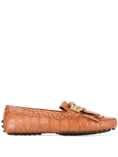 Tods лоферы с эффектом крокодиловой кожи и пряжкой Double-T Tod`S