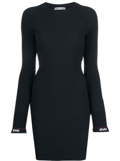 T By Alexander Wang платье в рубчик с расклешенными манжетами