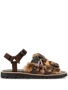 Kolor textured panelled sandals