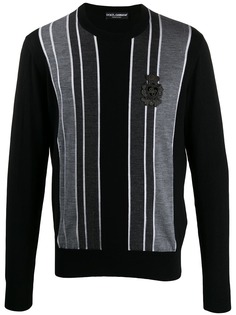 Dolce & Gabbana свитер в полоску с нашивкой Sacred Heart