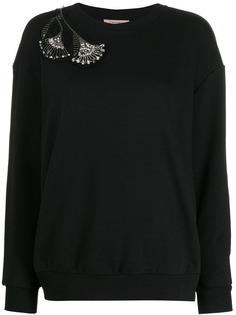 Twin-Set beaded shoulder detail sweatshirt