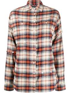 R13 asymmetric style plaid shirt