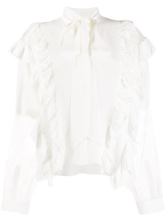 Faith Connexion lace panelled silk blouse