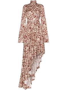 Solace London Marlee patterned asymmetric maxi dress