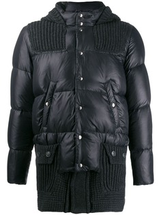 Bark cable knit puffer coat