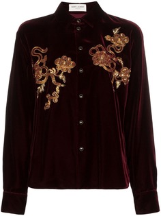 Saint Laurent embellished velvet shirt