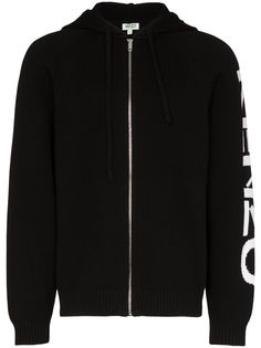 Kenzo paris logo intarsia knitted hoodie