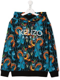 Kenzo Kids TEEN all-over print logo hoodie