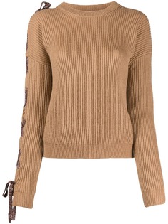 Nude lace-up metallic detail jumper