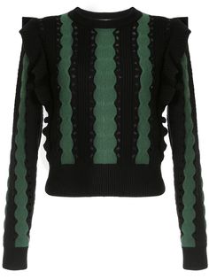 Self-Portrait frill-trim striped sweater