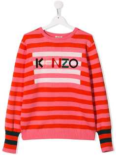 Kenzo Kids TEEN striped embroidered logo jumper