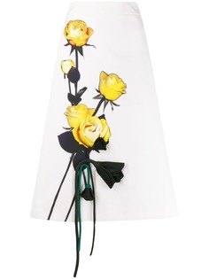 Prada rose print skirt