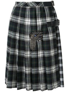 Dice Kayek pleated plaid print skirt