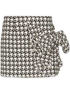 AREA Crystal bow detail houndstooth skirt